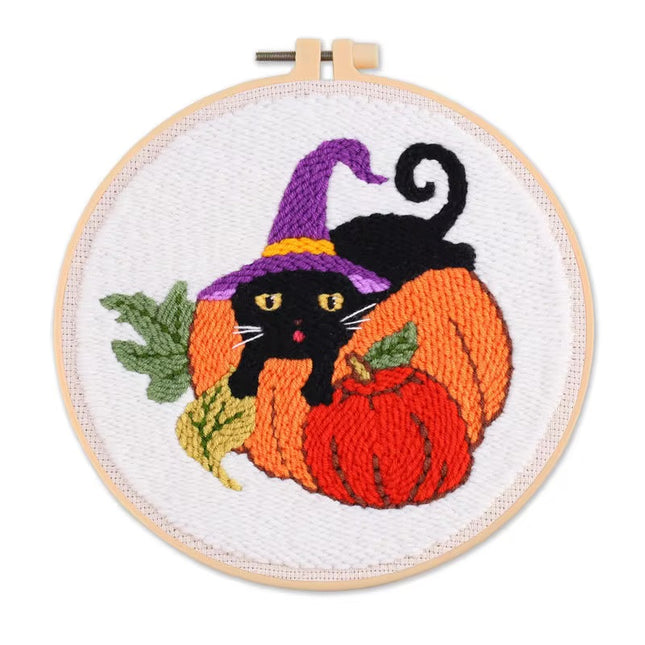 Halloween Holiday Gift Pattern Pumpkin Ghost Punch Needle Rug Punch Kit Ideal Craft Gift for Kids and Adults