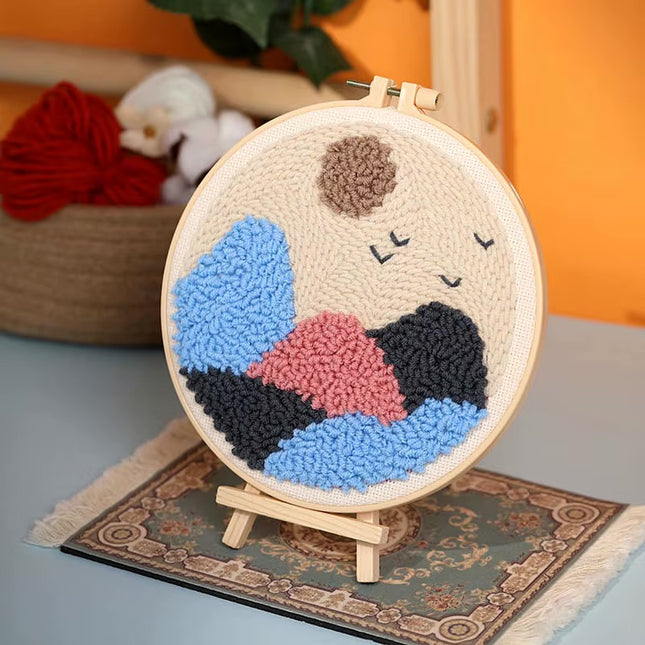 DIY Punch Needle Embroidery Kit with Yarn Floral Pattern Starter Kit Magic Tufting Set Poking Cross Stitch Tools For Knitting