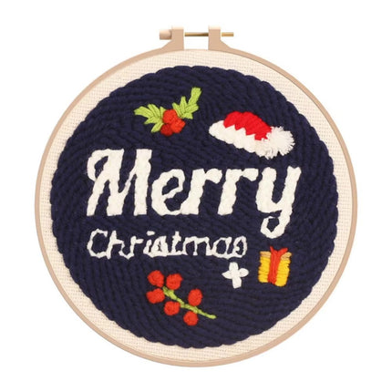 Cotton Embroidered Fabric Punch Needle Embroidery Kit Christmas Collection Easy DIY Play Punch Needle Kits Coarse Wool