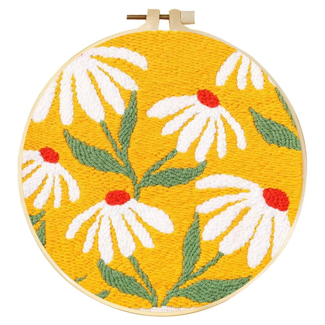 SDOYUNO Diy Punch Needle Embroidery Starter Kits For Beginner Flower Handicrafts Arts Poking Embroidery Yarn Painting Crafts