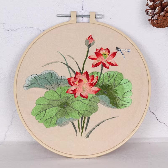 Flower Heart Embroidery Kit for Beginners with Pattern and Instructions Threads and Needles,Needlepoint Kit for Adults