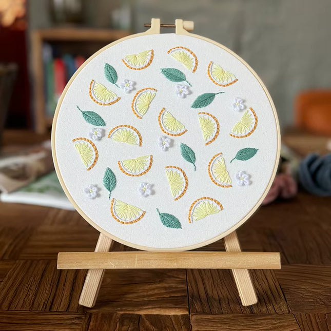Simple Flower for Teenager Embroidery Kit with Thread, CN EN Instruction,Stamped Cloth,Needles DIY Gift for Student