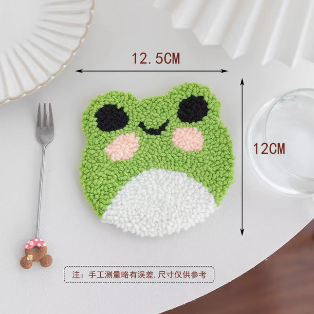 DIY Punch Needle Coaster Starter Kits Cute Cat Needlework Wool Poke Magic Embroidery Needle Kit Yarn for Beginners Home Decor