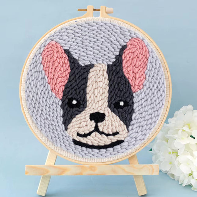Animal Punch Needle Embroidery Set for Beginners Lovely Dog Punch Needle Poke DIY Needlework Wool Sewing Kit Home Decor