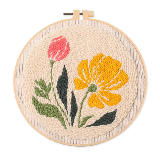 Tulip Sunflower Punch Needle&Rug Punch Kit with EN Instructions Yarn Thread Stamped Cloth Pen for DIY Gift