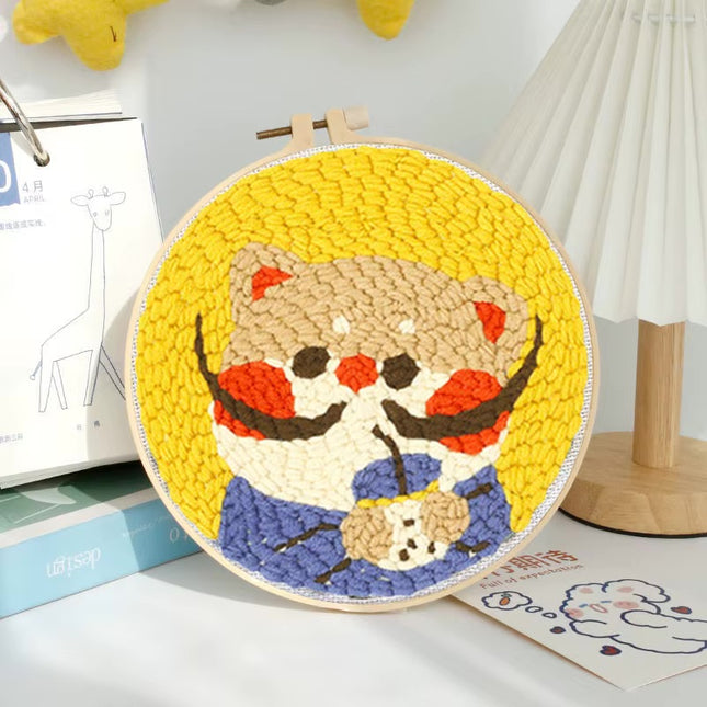 Punch Needle Embroidery Starter Kits For Adults Beginners Punch Needle Fabric Yarns Embroidery Hoops Diy Crafts Home Decor Gift
